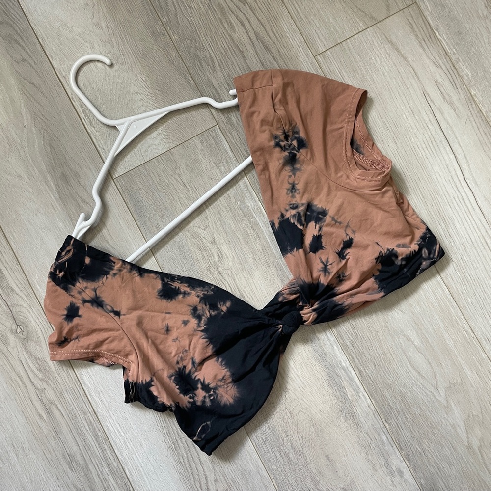 Dippin' Daisy's Brown and Black Tie-Dye Bikini Top